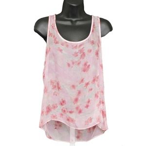 🍍BECKLEY BY MELISSA Pink Floral Silk Racerback Tank NWT